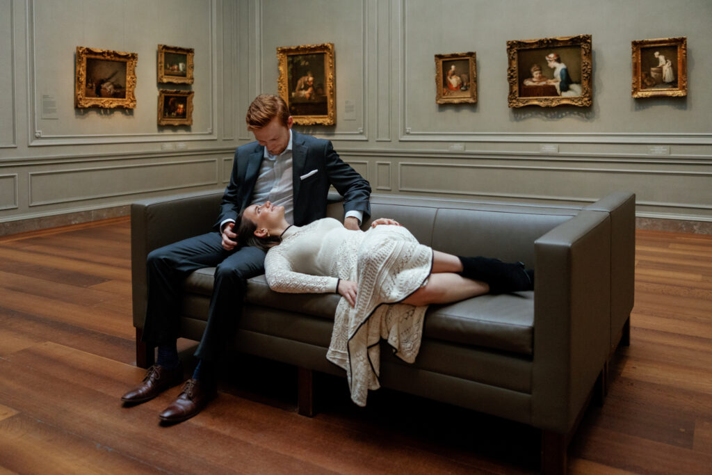 Engagement photos in the National Gallery of Art